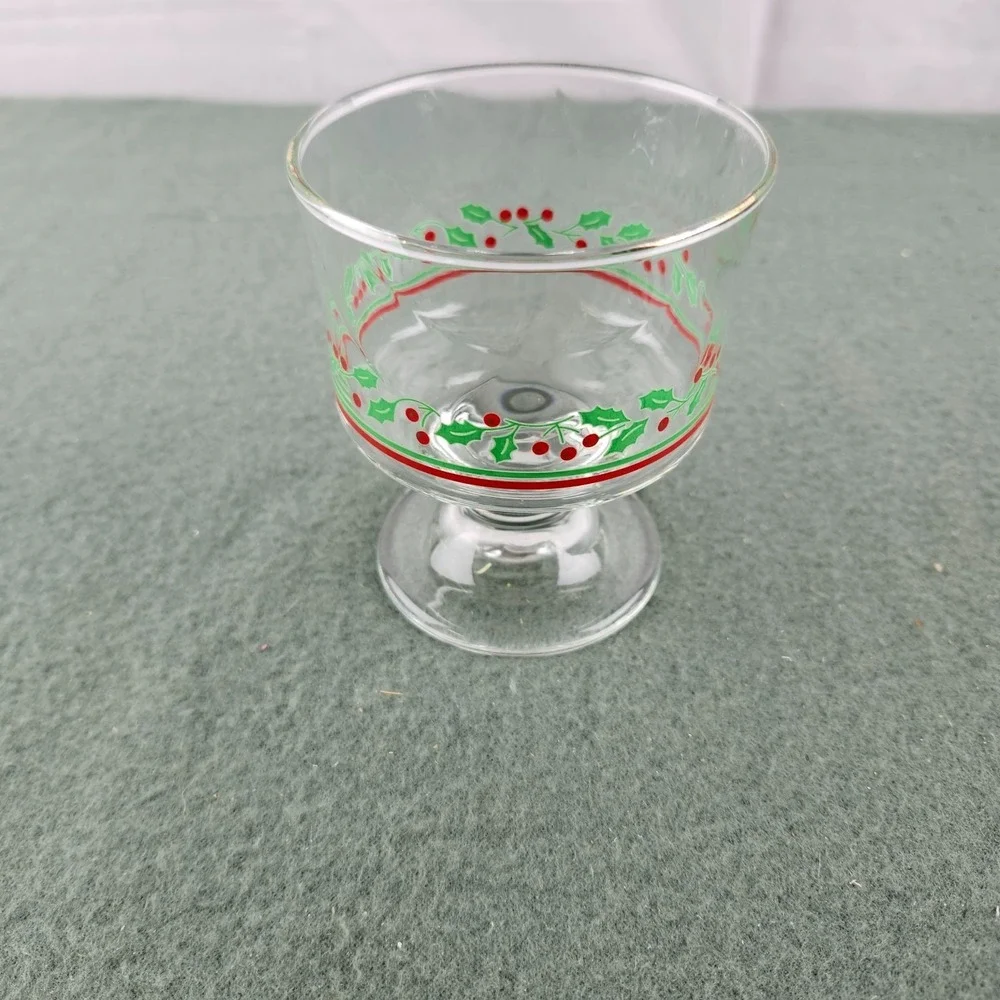 Holly Berry Sherbet Dessert‎ Champagne Glasses Arby's Christmas Holiday